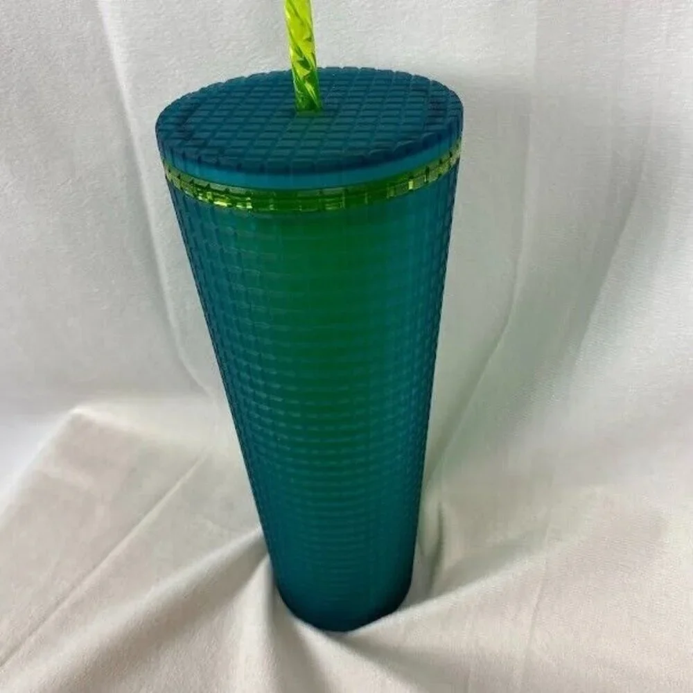 Starbucks‎ Winter 2022 Green / Yellow / Blue Studded Grid 24oz Venti Tumbler Cup